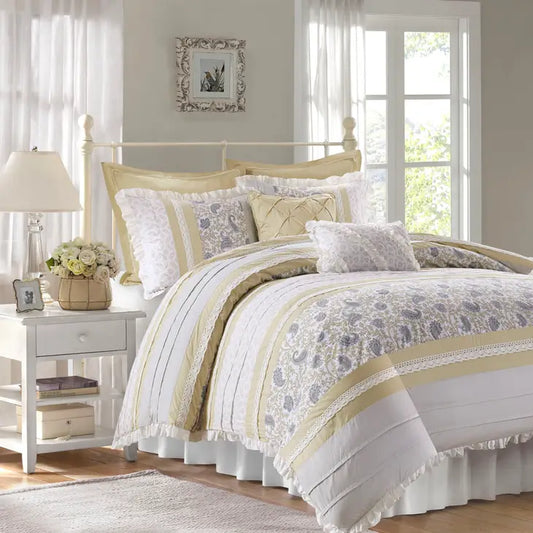 Shabby Chic 9-Piece Comforter/Duvet Cover Set, Yellow
