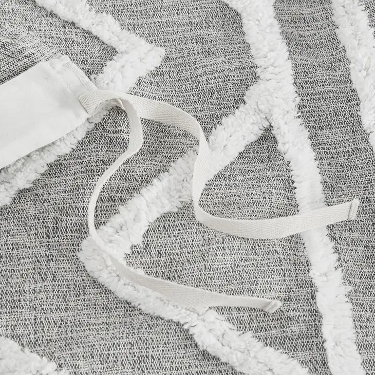 Chambray Tufted Comforter/Duvet Cover Mini Set, Grey